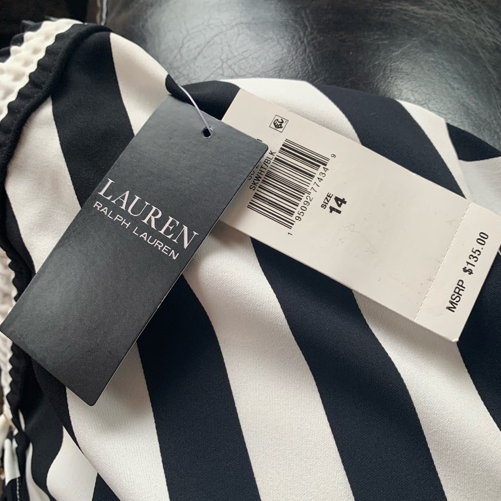NWT!!  SZ 14 Ralph Lauren black and white 100% polyester draw string skirt. - Picture 6 of 8